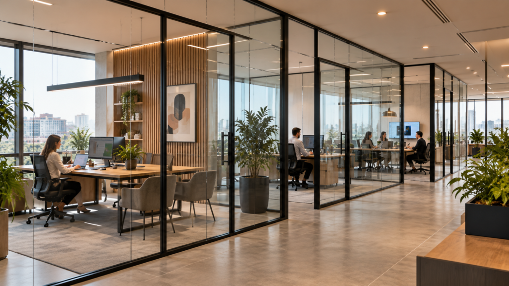 Separación de oficinas en vidrio en Madrid